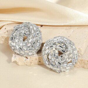 Luxurious Silver Color Full Diamond Design earrings for women